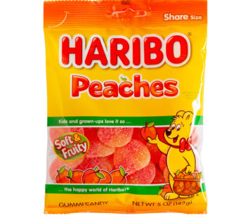 50HGHR014 Peaches Haribo, 5oz (12Bags) SRP2.99